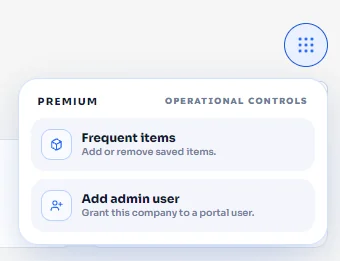 Operational controls dropdown in My Jobs Bookings showing the Frequent items option