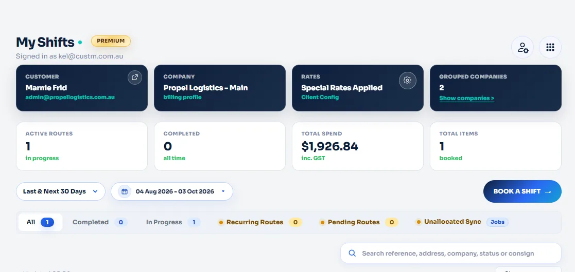 Open your My Shifts customer portal