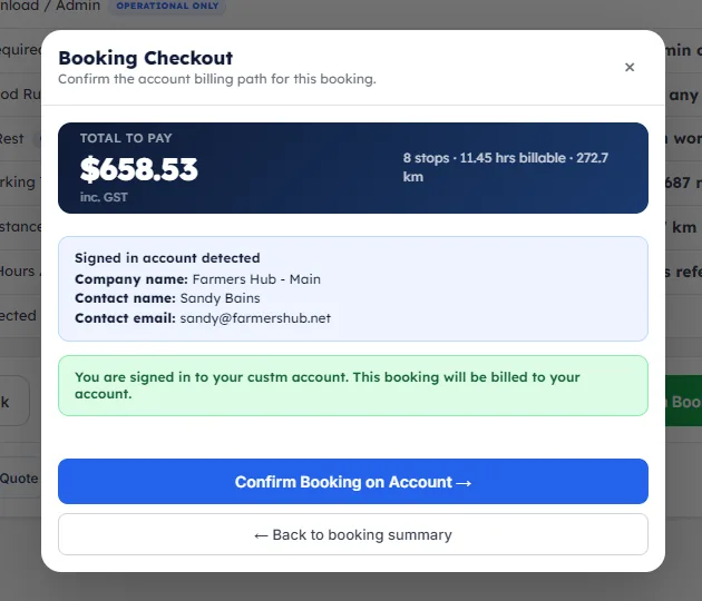 Confirm the booking on your account