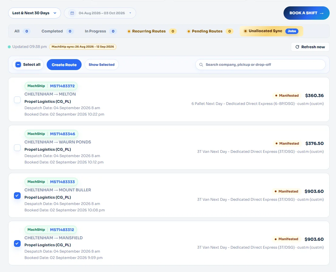 Select Jobs in Unallocated Sync